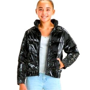 Art Class Black Shiny Puffer Jacket Kids Girls NWT Size 8